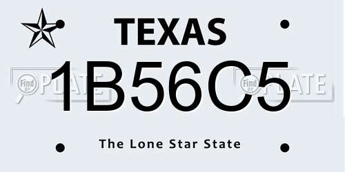 1B56C5 Texas License Plate