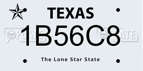 1B56C8 Texas License Plate