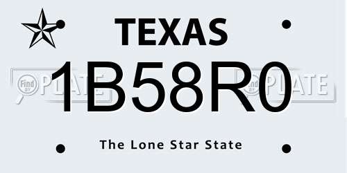 1B58R0 Texas License Plate