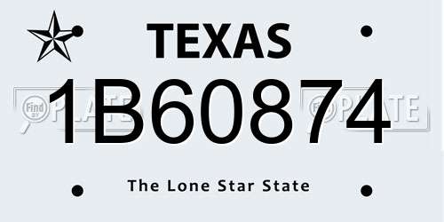 1B60874 Texas License Plate