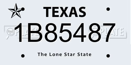 1B85487 Texas License Plate