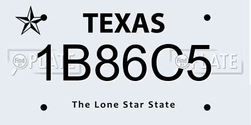 1B86C5 Texas License Plate