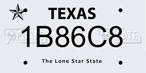1B86C8 Texas License Plate