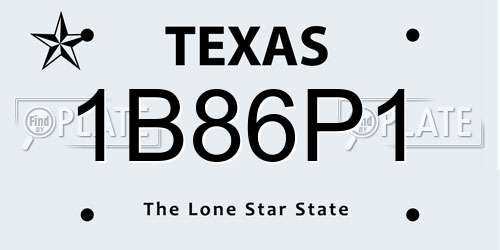 1B86P1 Texas License Plate