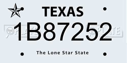 1B87252 Texas License Plate