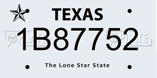 1B87752 Texas License Plate