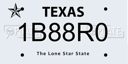 1B88R0 Texas License Plate