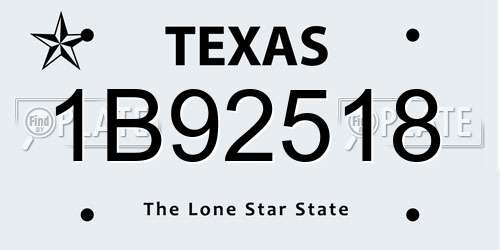 1B92518 Texas License Plate
