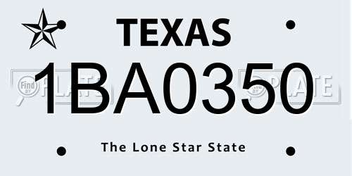 1BA0350 Texas License Plate
