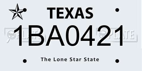 1BA0421 Texas License Plate