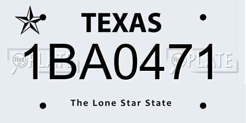1BA0471 Texas License Plate