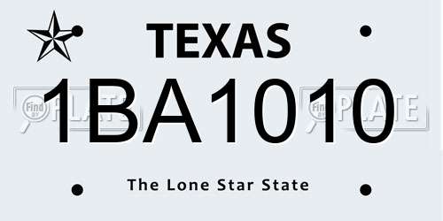 1BA1010 Texas License Plate