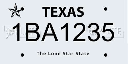 1BA1235 Texas License Plate