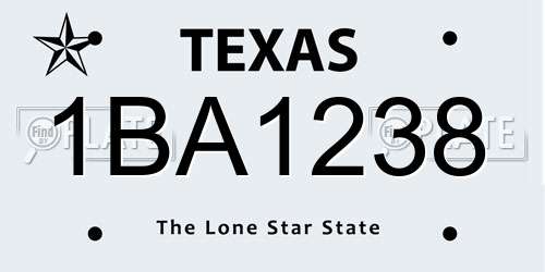 1BA1238 Texas License Plate