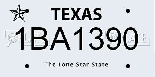 1BA1390 Texas License Plate
