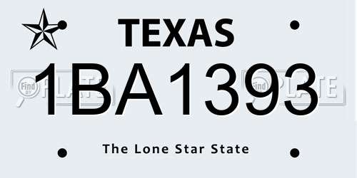 1BA1393 Texas License Plate