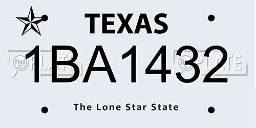 1BA1432 Texas License Plate
