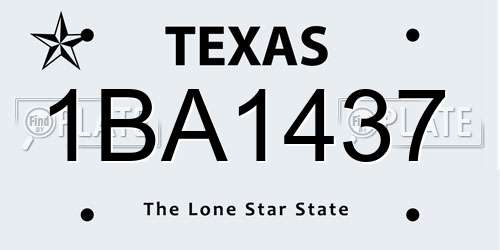 1BA1437 Texas License Plate