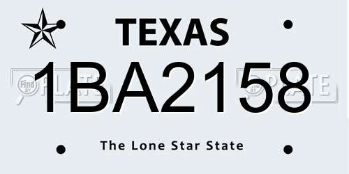 1BA2158 Texas License Plate