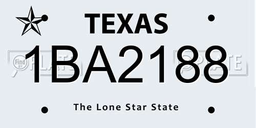 1BA2188 Texas License Plate