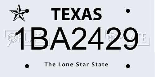1BA2429 Texas License Plate