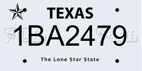 1BA2479 Texas License Plate