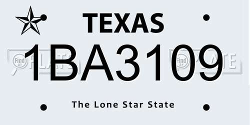 1BA3109 Texas License Plate