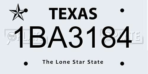 1BA3184 Texas License Plate