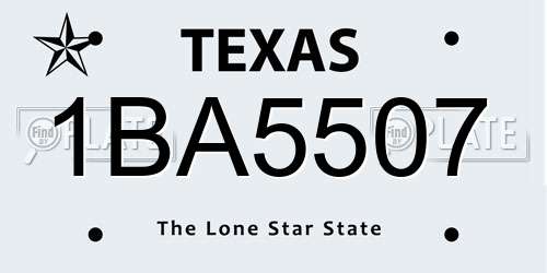 1BA5507 Texas License Plate