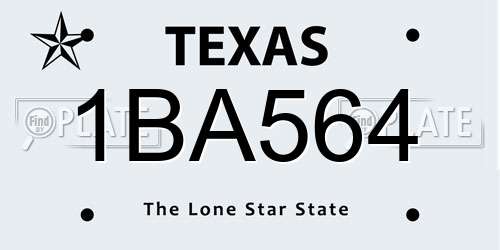 1BA564 Texas License Plate