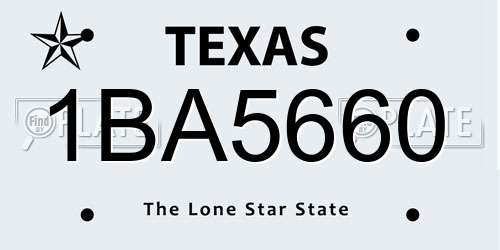 1BA5660 Texas License Plate