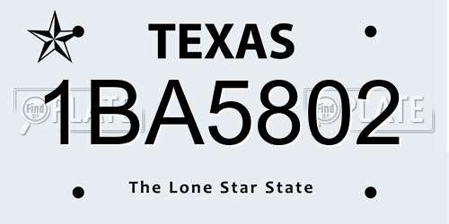 1BA5802 Texas License Plate