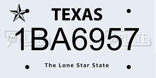 1BA6957 Texas License Plate