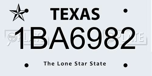 1BA6982 Texas License Plate