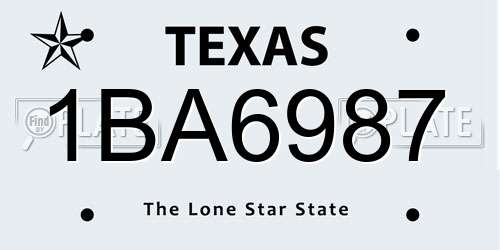 1BA6987 Texas License Plate