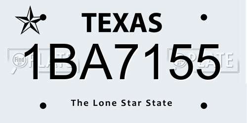 1BA7155 Texas License Plate