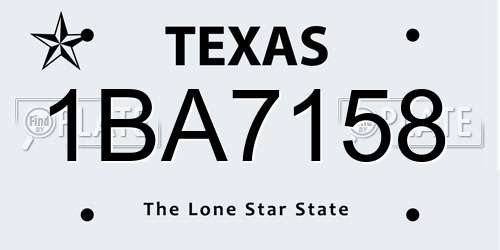 1BA7158 Texas License Plate