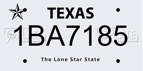 1BA7185 Texas License Plate