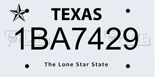 1BA7429 Texas License Plate