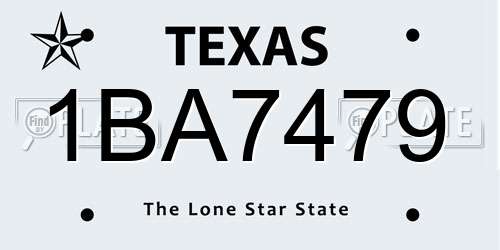 1BA7479 Texas License Plate