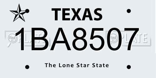 1BA8507 Texas License Plate