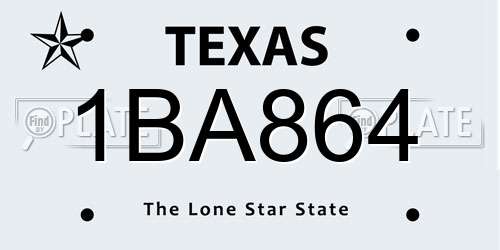 1BA864 Texas License Plate