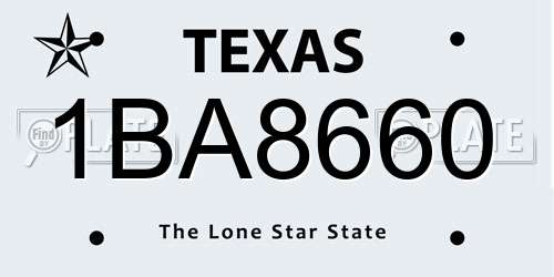 1BA8660 Texas License Plate