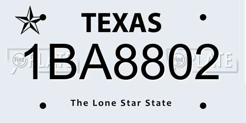 1BA8802 Texas License Plate
