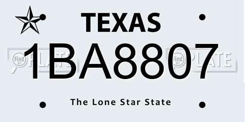 1BA8807 Texas License Plate