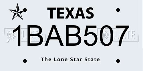1BAB507 Texas License Plate