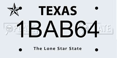 1BAB64 Texas License Plate