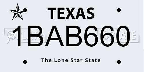 1BAB660 Texas License Plate