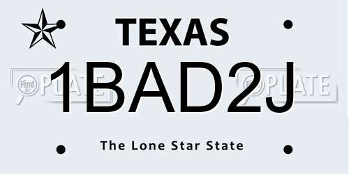 1BAD2J Texas License Plate