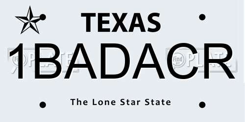 1BADACR Texas License Plate